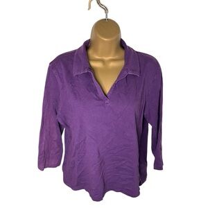 Sonoma 3/4 Sleeve Stretch Polo Purple L